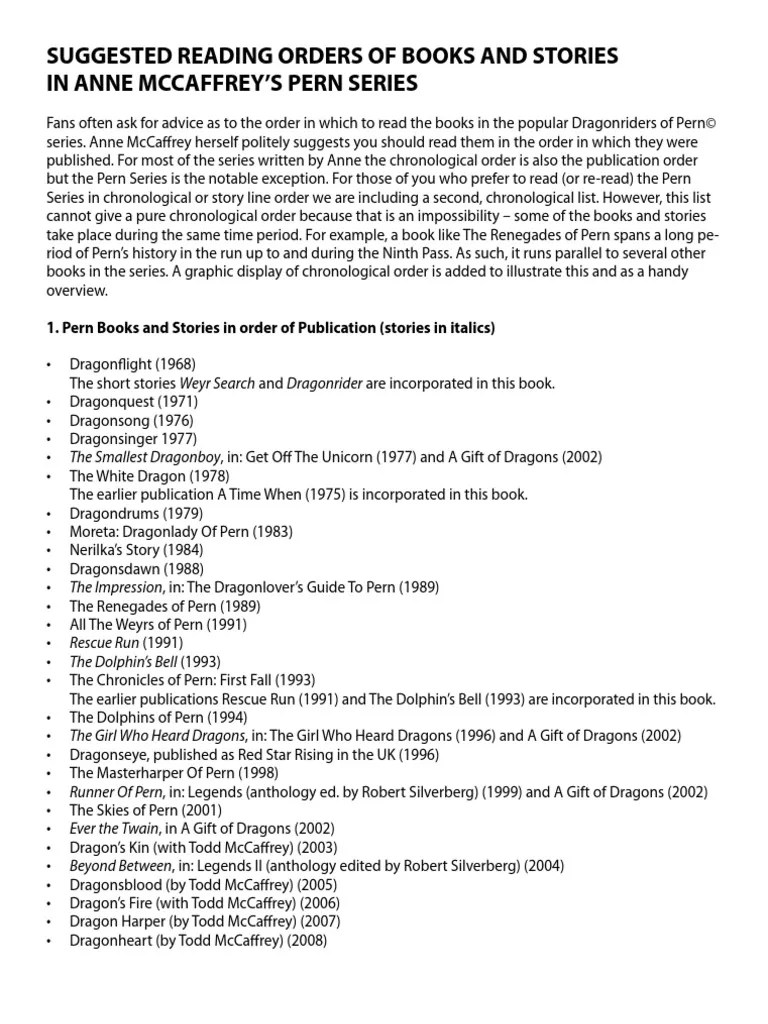 Pern Reading Order 1.7 Dragonriders Of Pern Pern