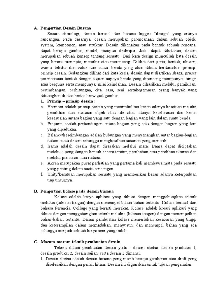 Pengertian Desain Busana | PDF