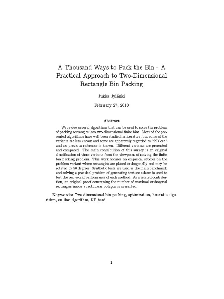 1000 Ways To Pack The Bin PDF PDF Time Complexity Polygon