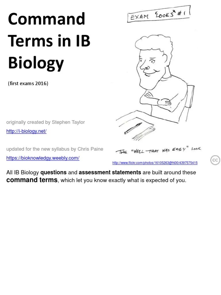 Command Terms in IB Biology (First Exams 2016) Download Free PDF
