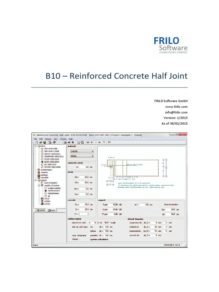 B10 Reinforced Concrete Half Joint Frilo Software GMBH Version 1/