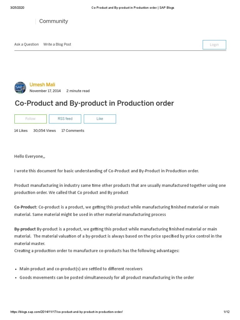 CoProduct and ByProduct in Production Order PDF Production And