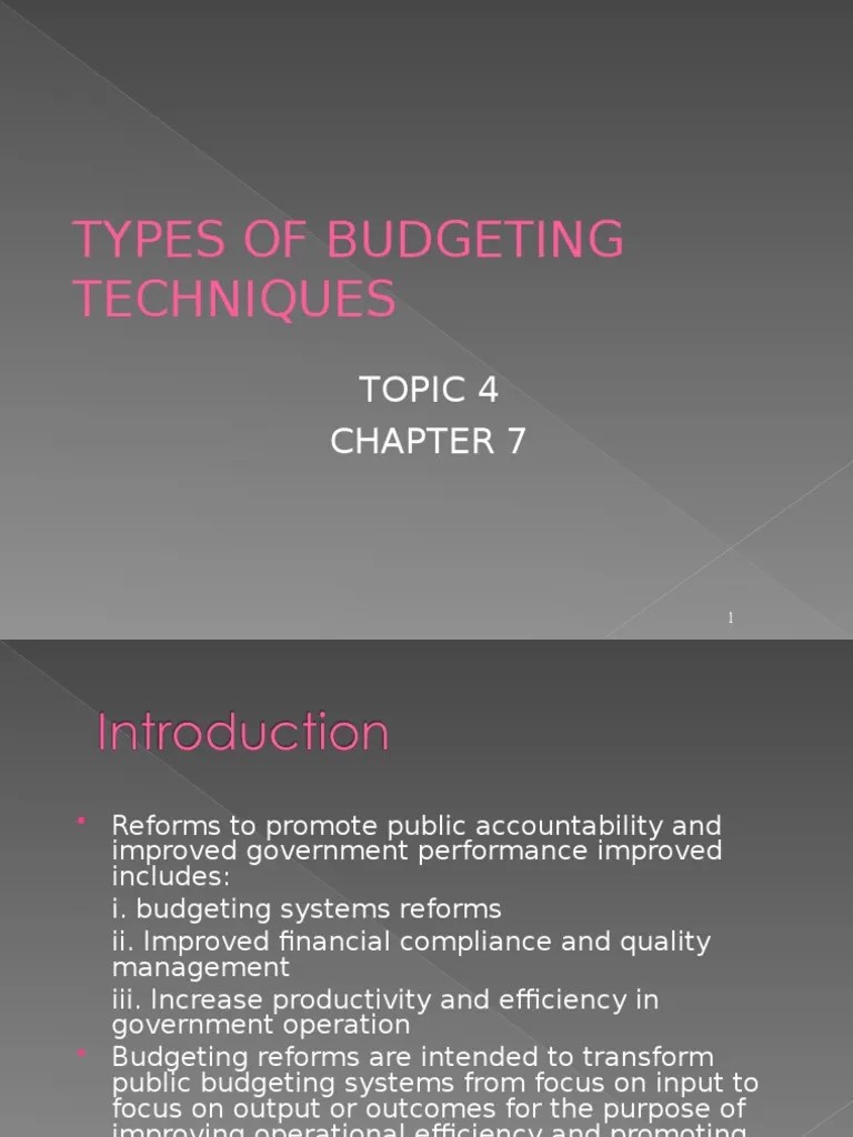 Psa522 4.types of Budgeting Techniques PDF Program Evaluation Evaluation
