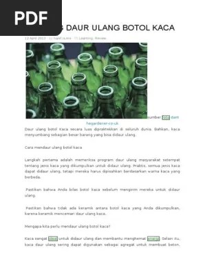 Tentang Daur Ulang Botol Kaca | PDF