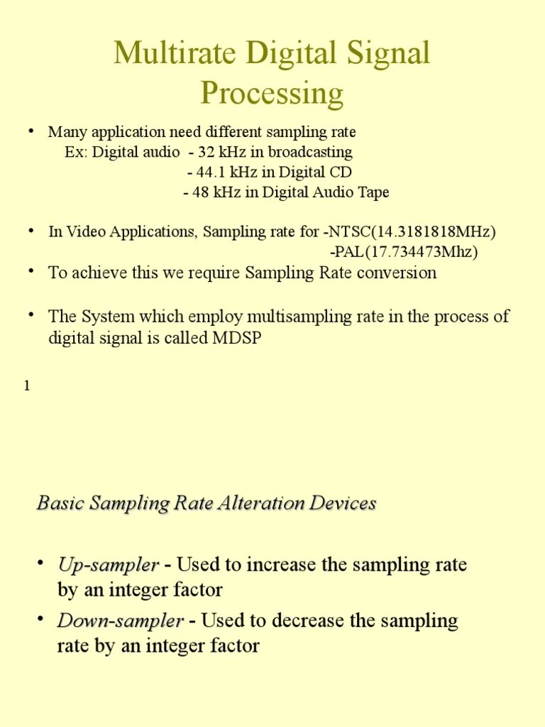 Multirate Digital Signal Processing PDF Sampling (Signal Processing