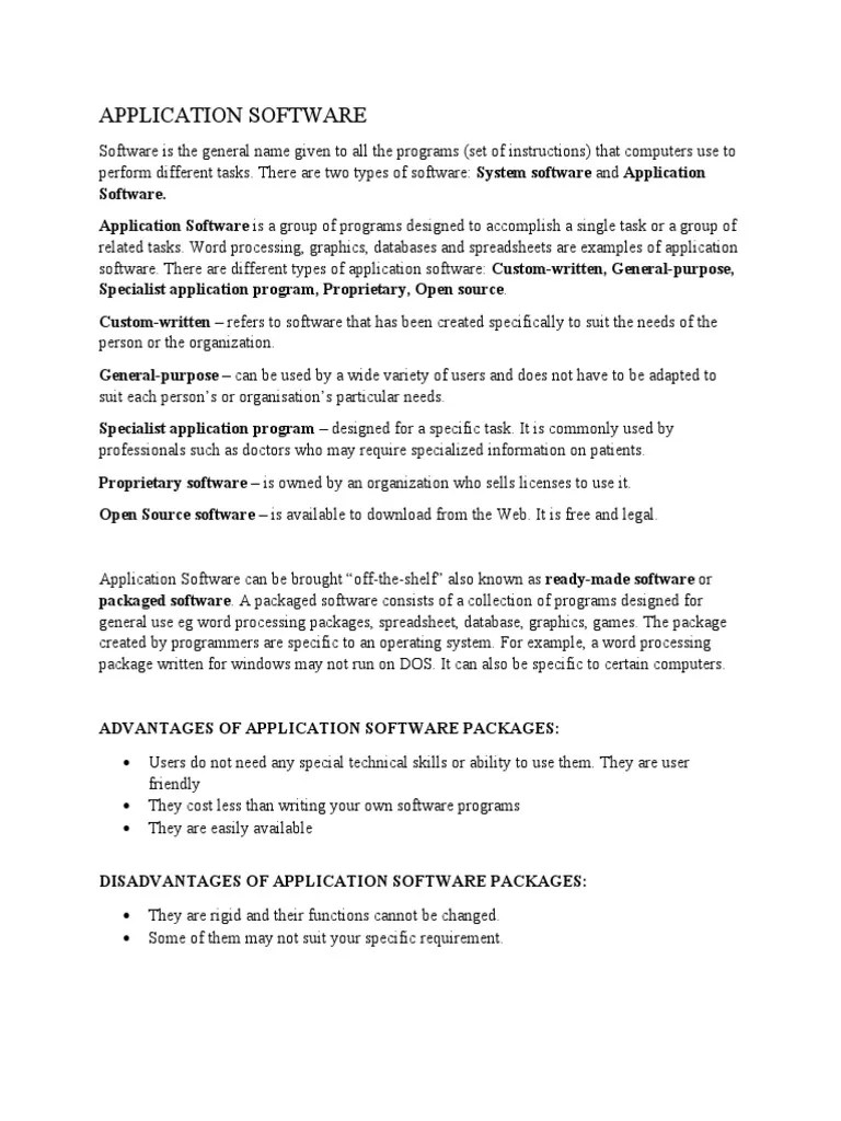 Understanding the Types and Uses of Common Application Software PDF