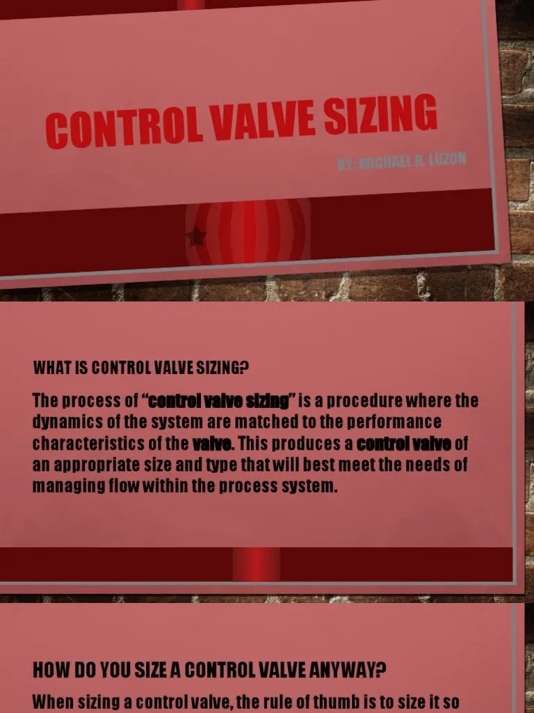 Control Valve Sizing By Michael R. Luzon PDF Valve Gas Technologies