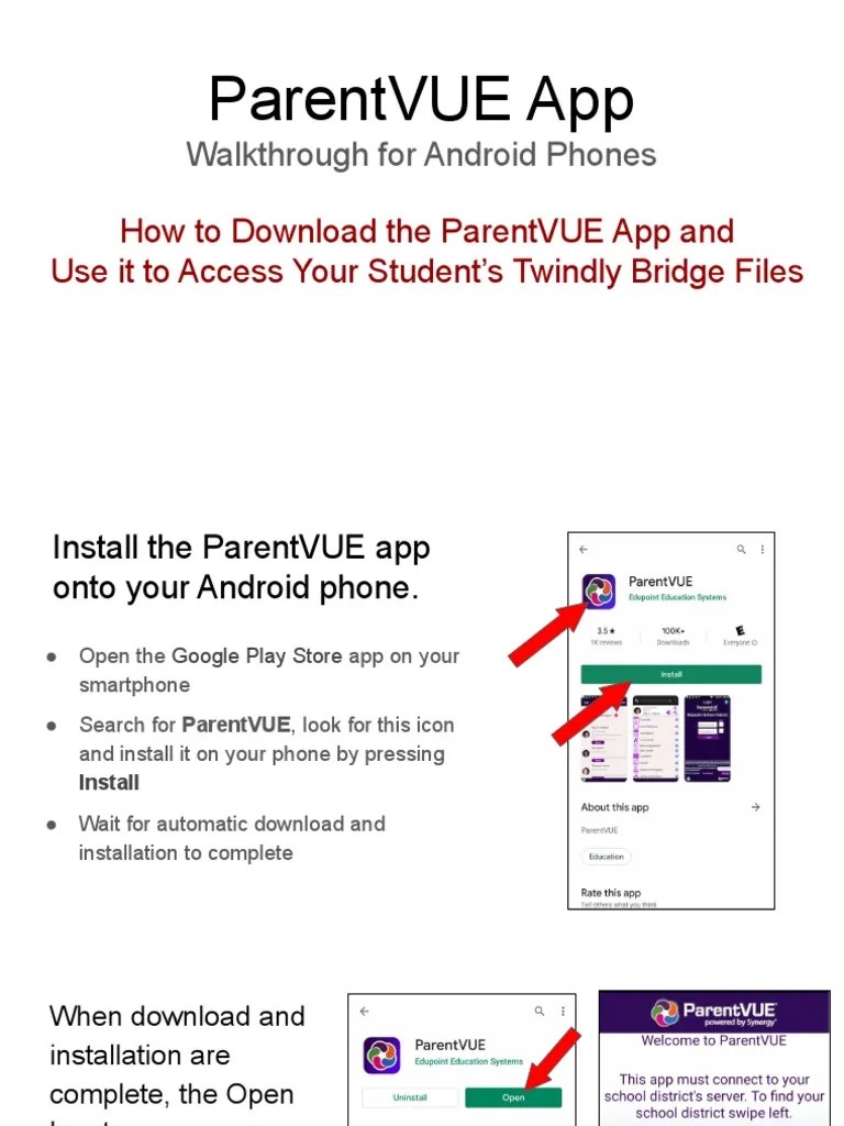 Parentvue App Walkthrough For Android Phones PDF