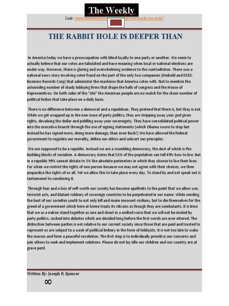 The Rabbit Hole Is Deeper Than You Think PDF Nature Government