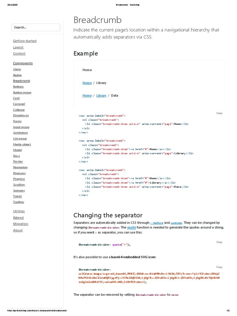 Breadcrumb Bootstrap PDF Bootstrap (Front End Framework