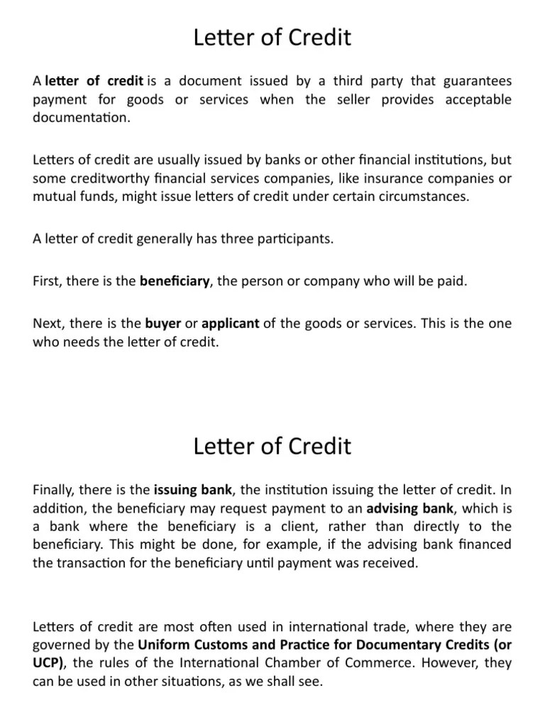 An InDepth Explanation of Letters of Credit Types, Features