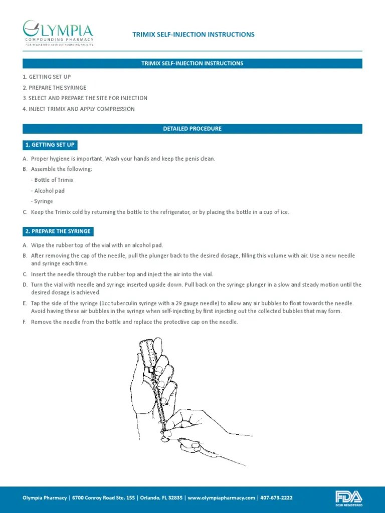 NEW Olympia Trimix Injection Instructions PDF Syringe Injection