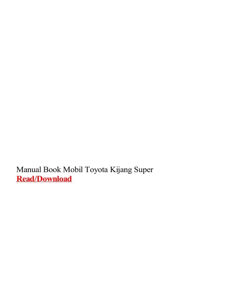 Manual Book Mobil Toyota Kijang Super PDF PDF