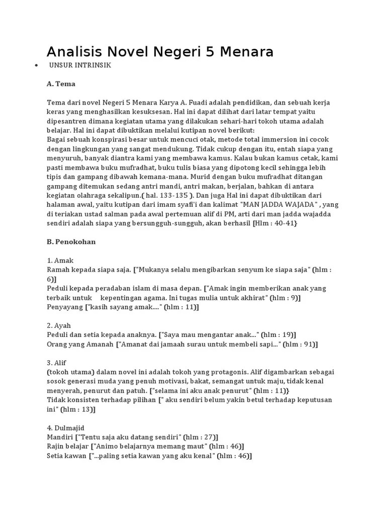 Analisis Novel Negeri 5 Menara