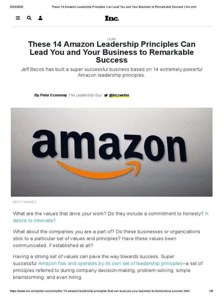 Amazon 14 Principles PDF Leadership Psychological Concepts