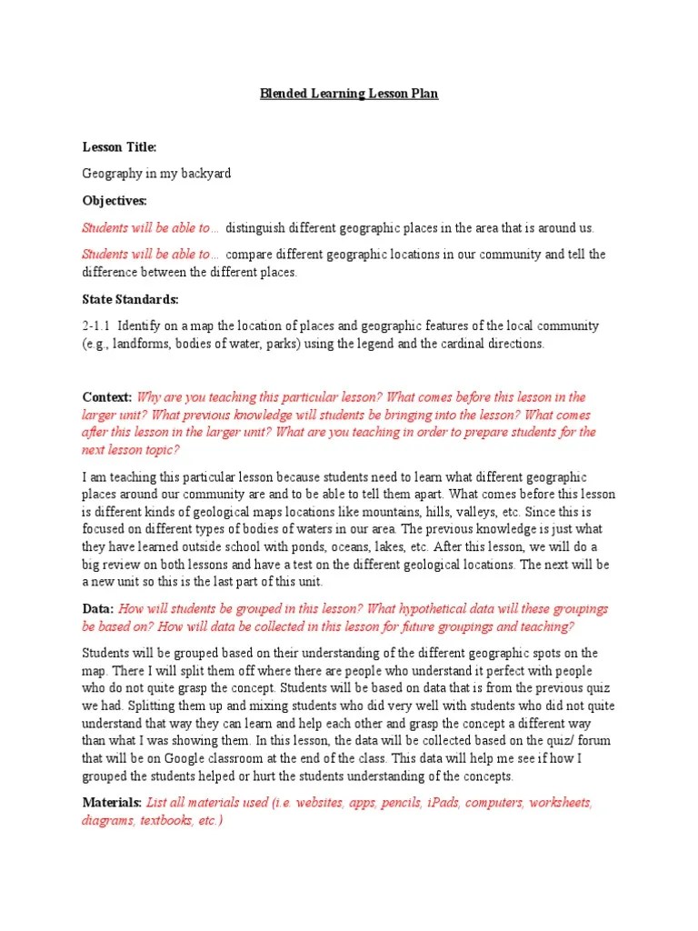 Blended Learning Lesson Plan PDF Differentiated Instruction Multimedia