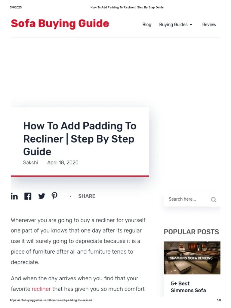 How To Add Padding To Recliner Step by Step Guide PDF