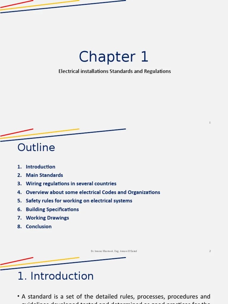 Chapter1. Electrical Installations Standards and Regulations | PDF