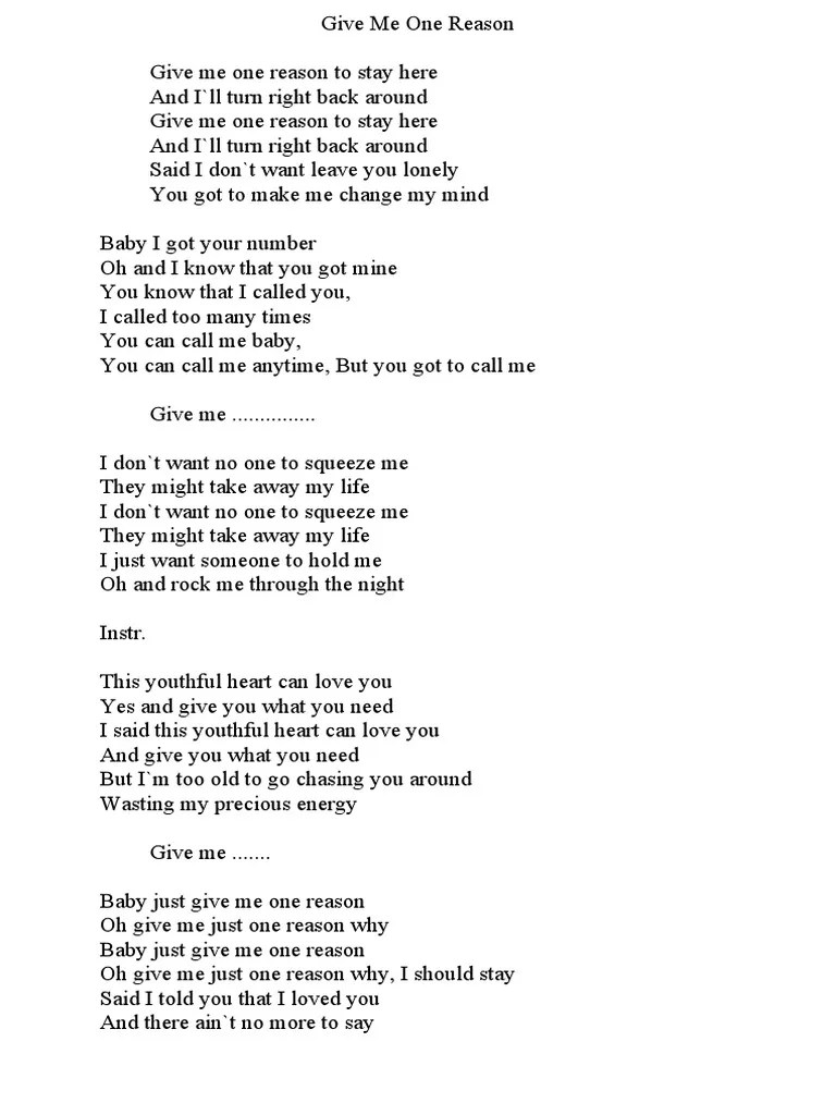 Give Me One Reason | PDF