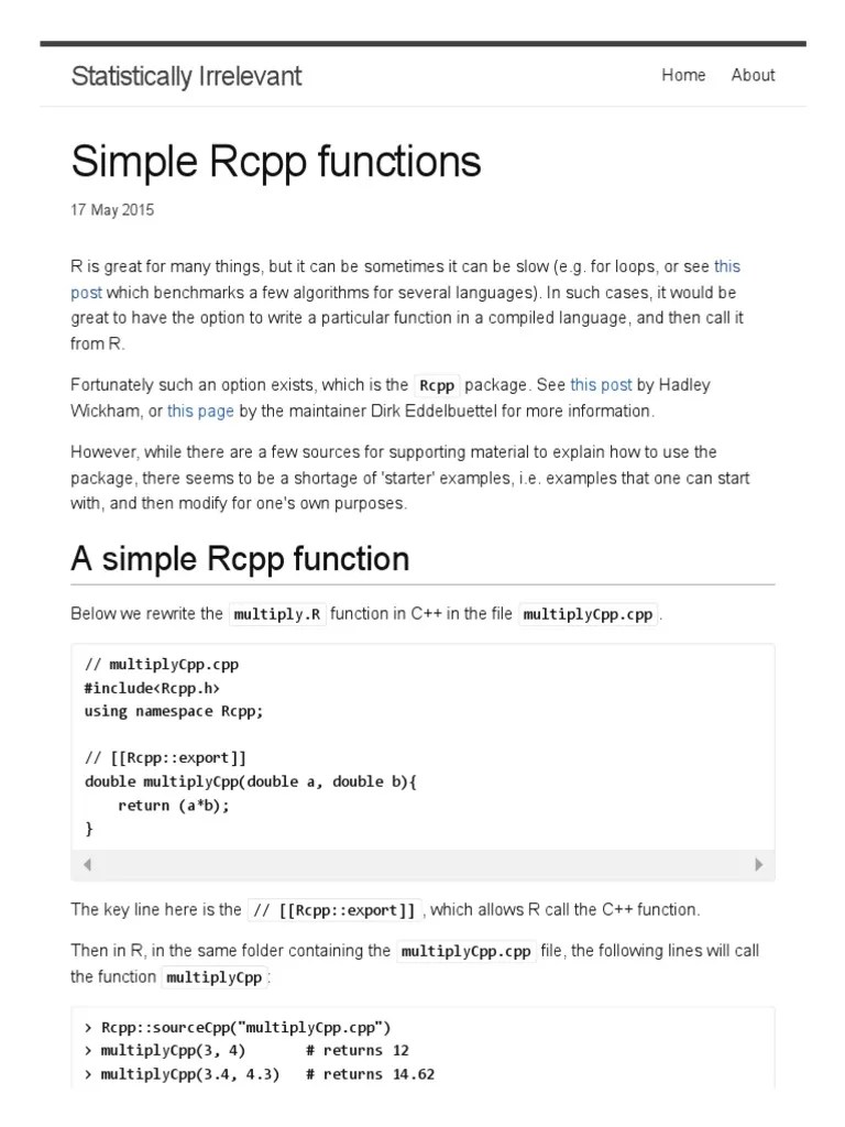 02 Simple RCPP Functions PDF C++ Integer Science)