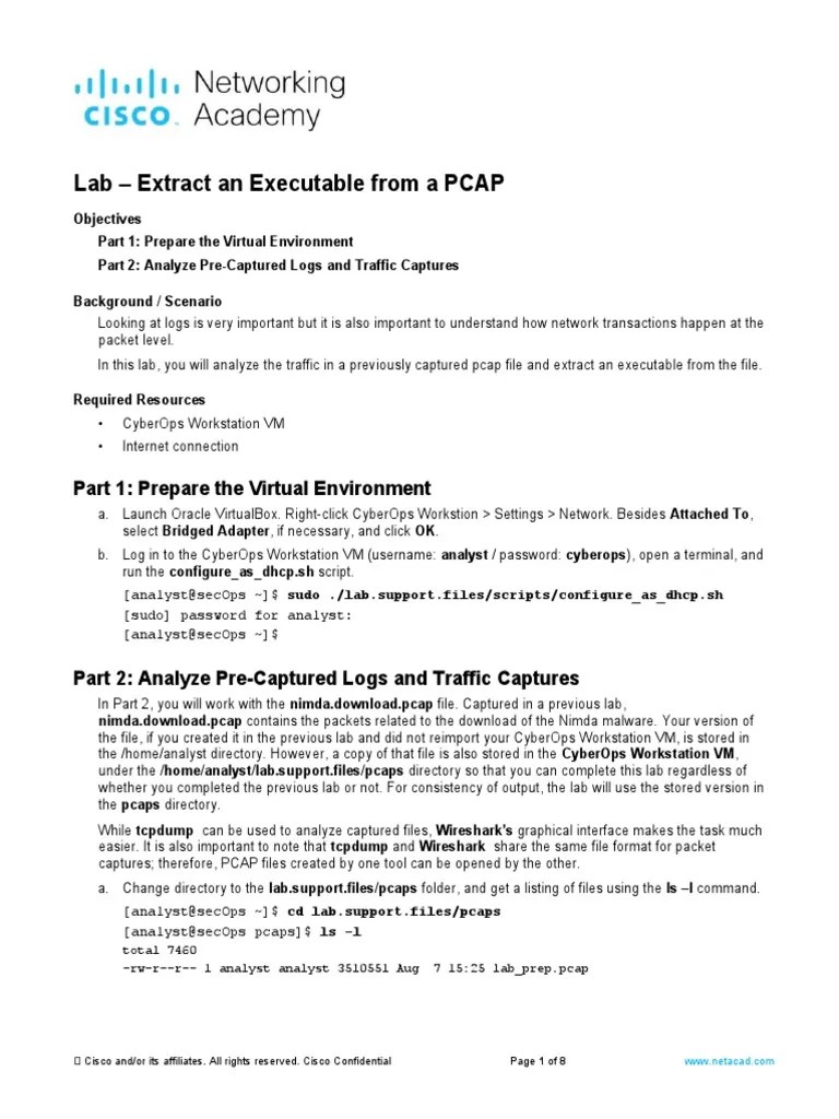 12.2.2.10 Lab Extract An Executable From A PCAP Download Free PDF