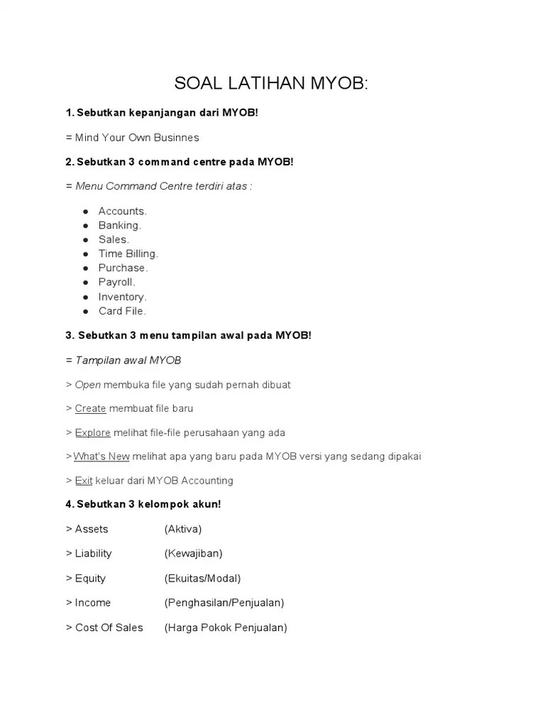 Soal Essay MYOB | PDF