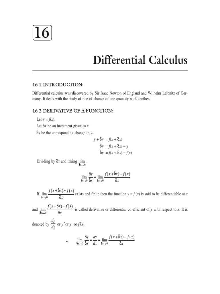 Math111 Differential Calculus PDF Derivative Calculus