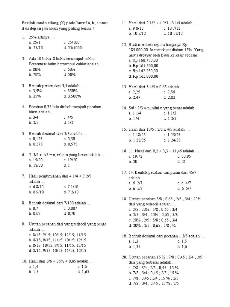 Uts Kelas 5 MTK | PDF