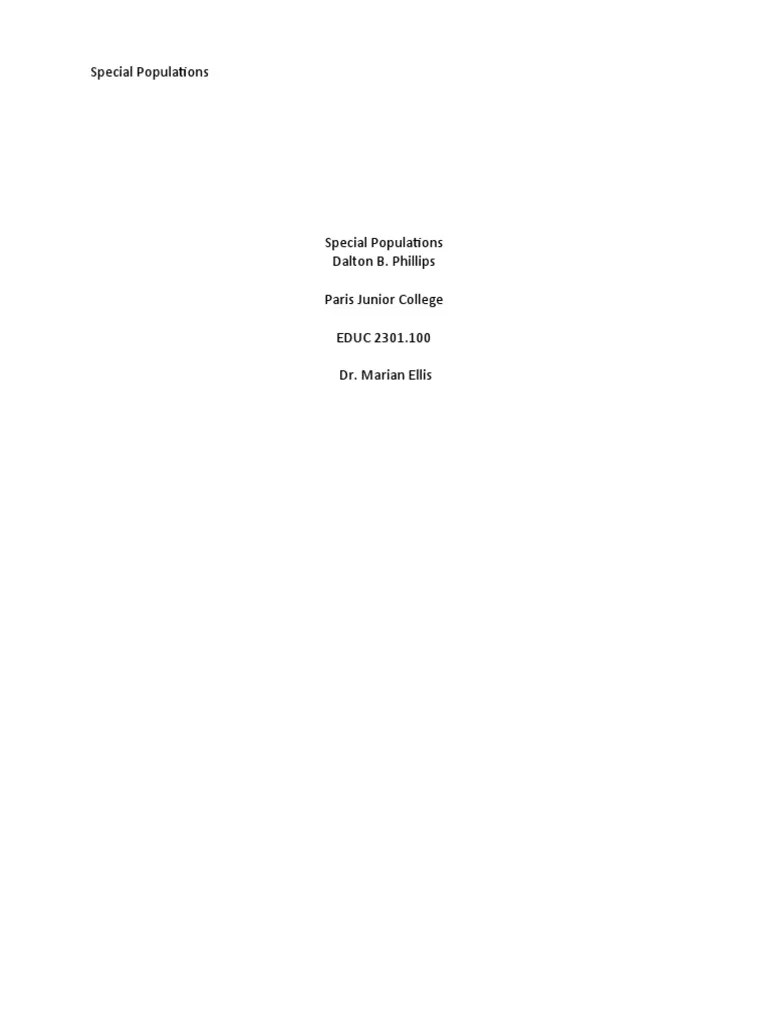 Special Populations PDF Classroom Special Education