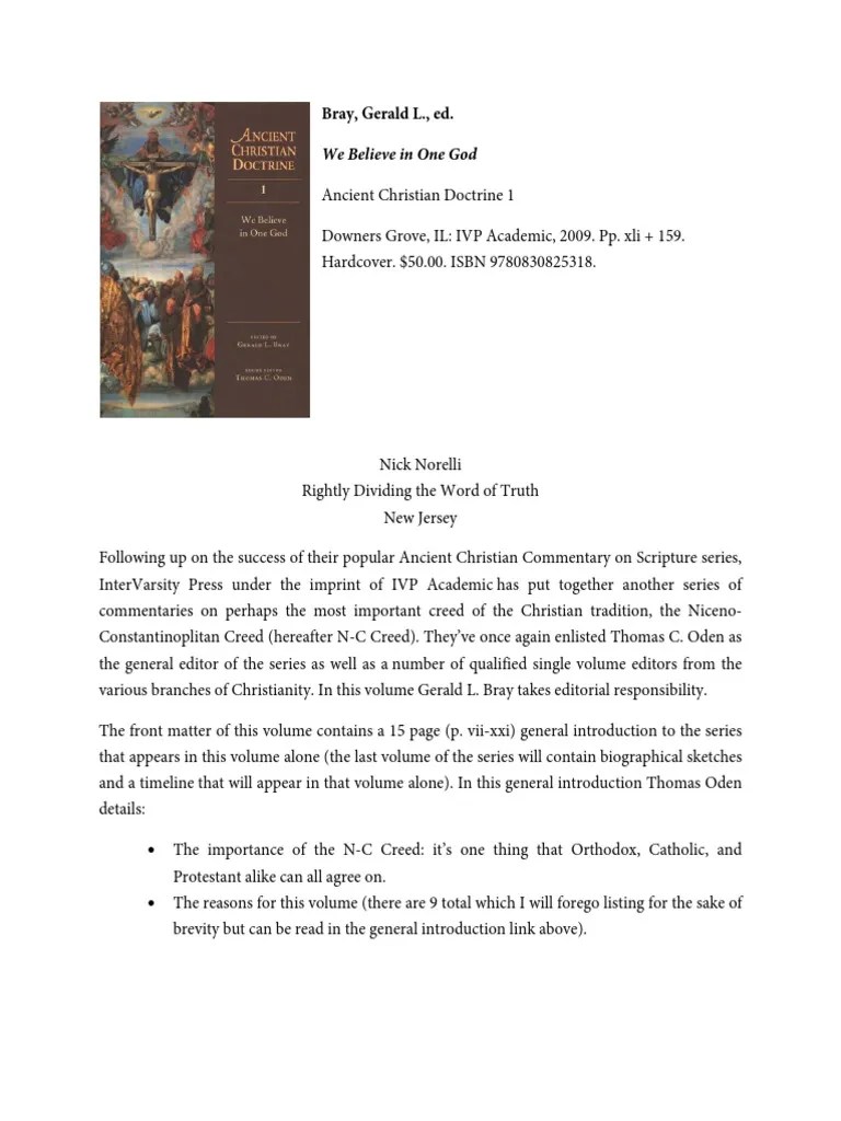 We Believe in One God Bray, Gerald L., Ed PDF Monotheism Bible