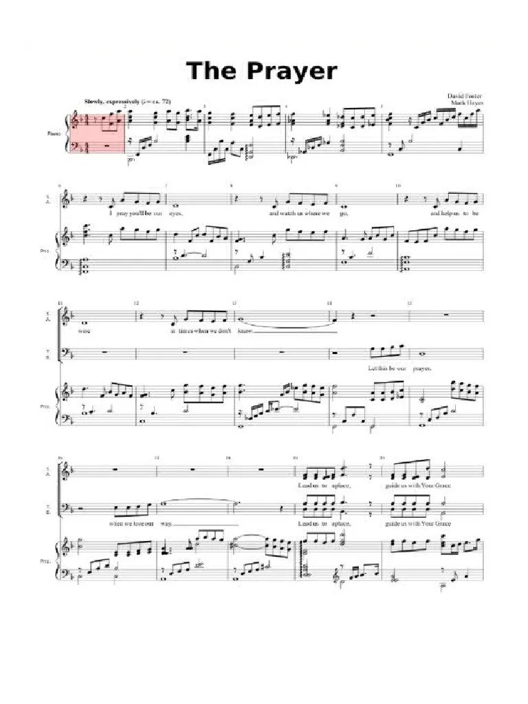 The Prayer Sheet Music PDF