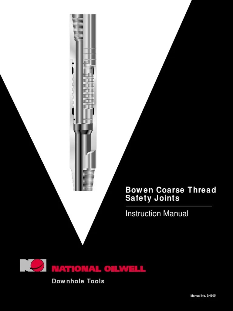 Bowen Coarse Thread Safety Joints Instruction Manual PDF