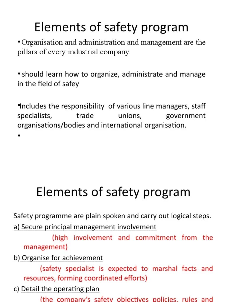 Elements of Safety Program PDF