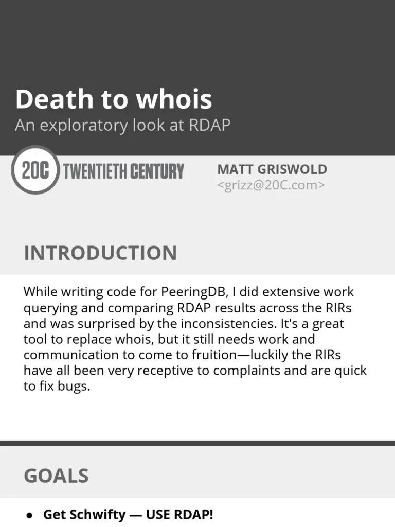 Griswold Death To Whois v1 PDF PDF Computer Standards Network