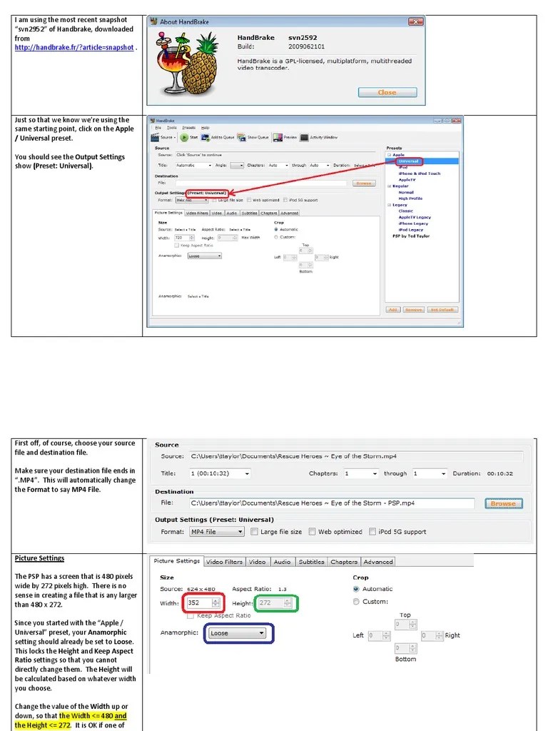 HandBrake PSP iPodTouch PDF I Pod Video