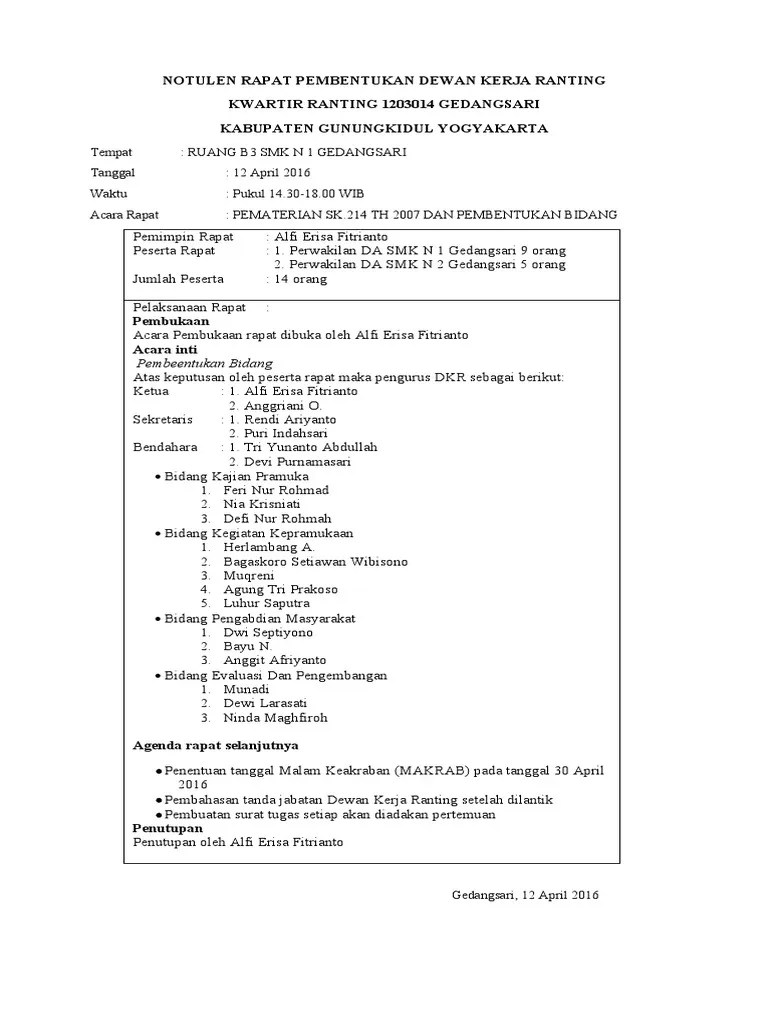 Contoh Notulen Rapat | PDF