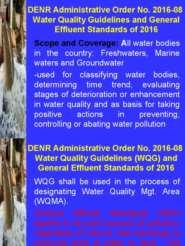 DENR Administrative Order No. 201608 Water Quality Guidelines and