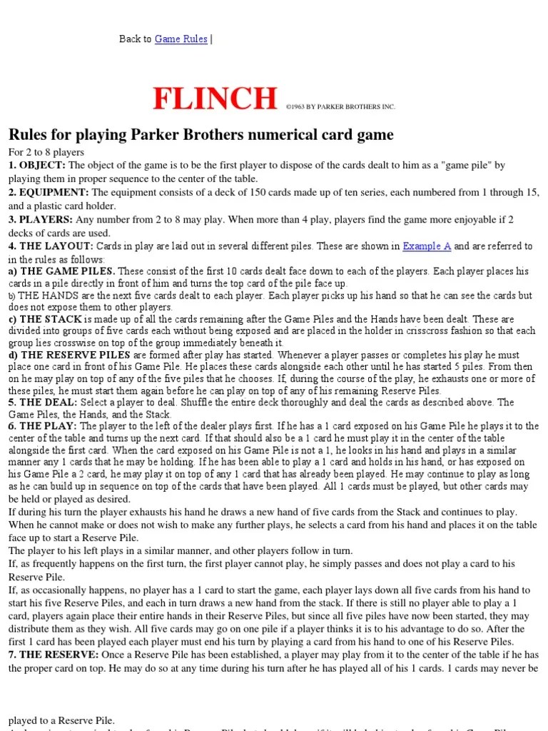 Flinch Rules Games Of Chance Toys