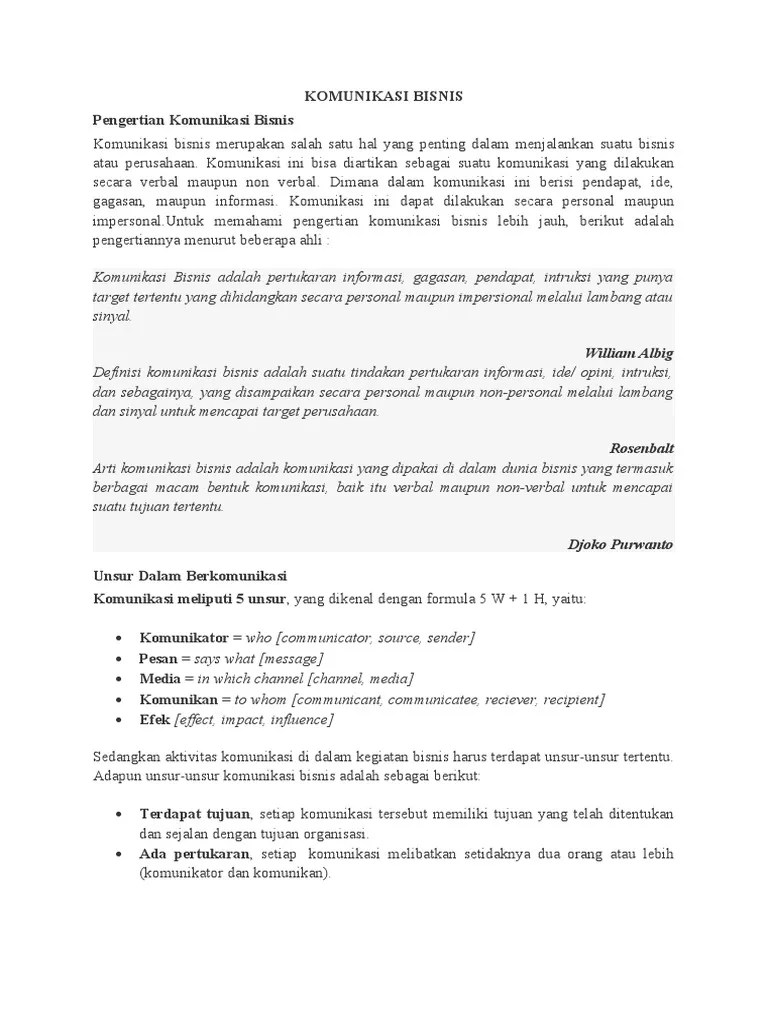 Komunikasi Bisnis | PDF