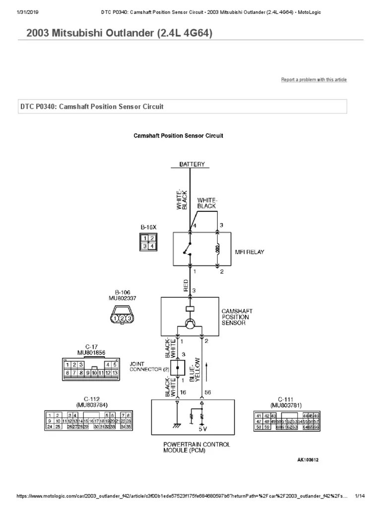 Camshaft Sensor 2.4 Mitsubishi | PDF | Electromagnetism | Electricity