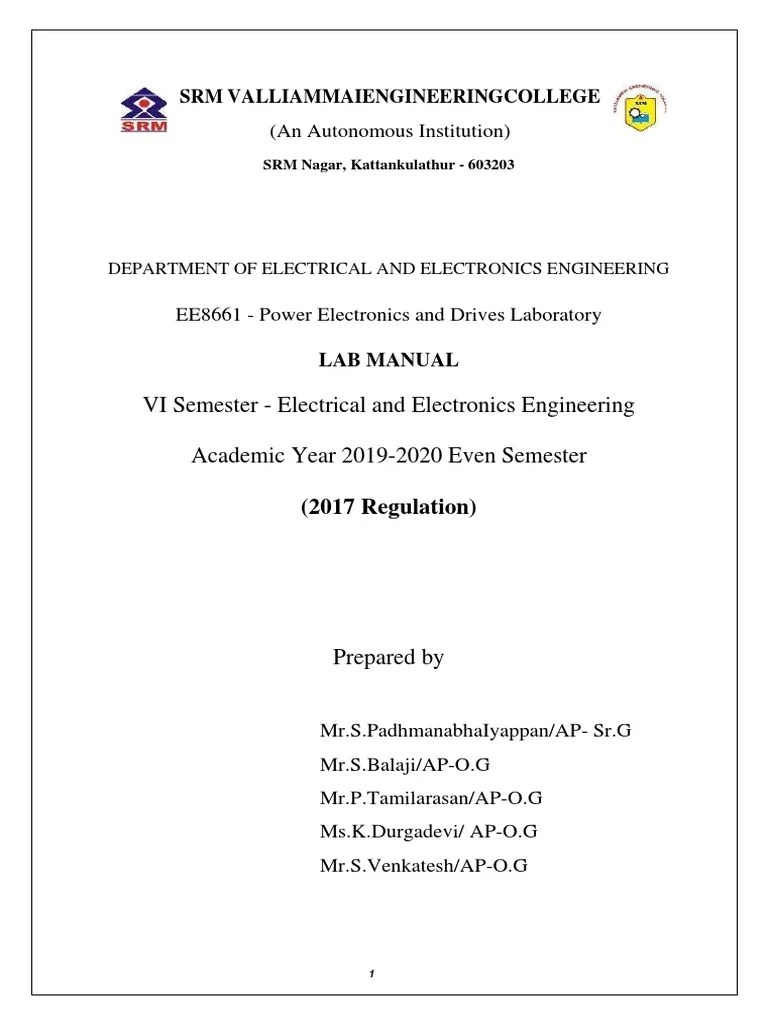 EE8661Power Electronics and DrivesLab Manual PDF Rectifier