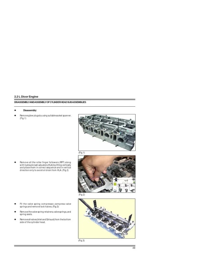 2.2 L Dicor Engine Disassembly and Assembly of Cylinder Head Sub