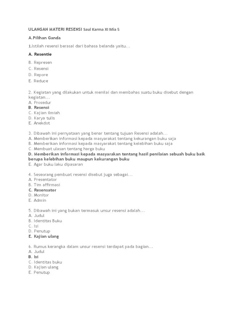 Ulangan Materi Resensi | PDF