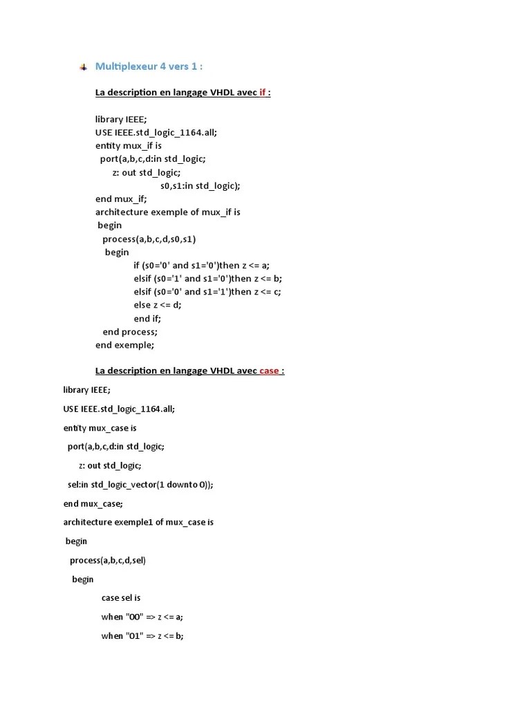 Multiplexer and Decoder Designs Using IF/CASE Statements in VHDL PDF