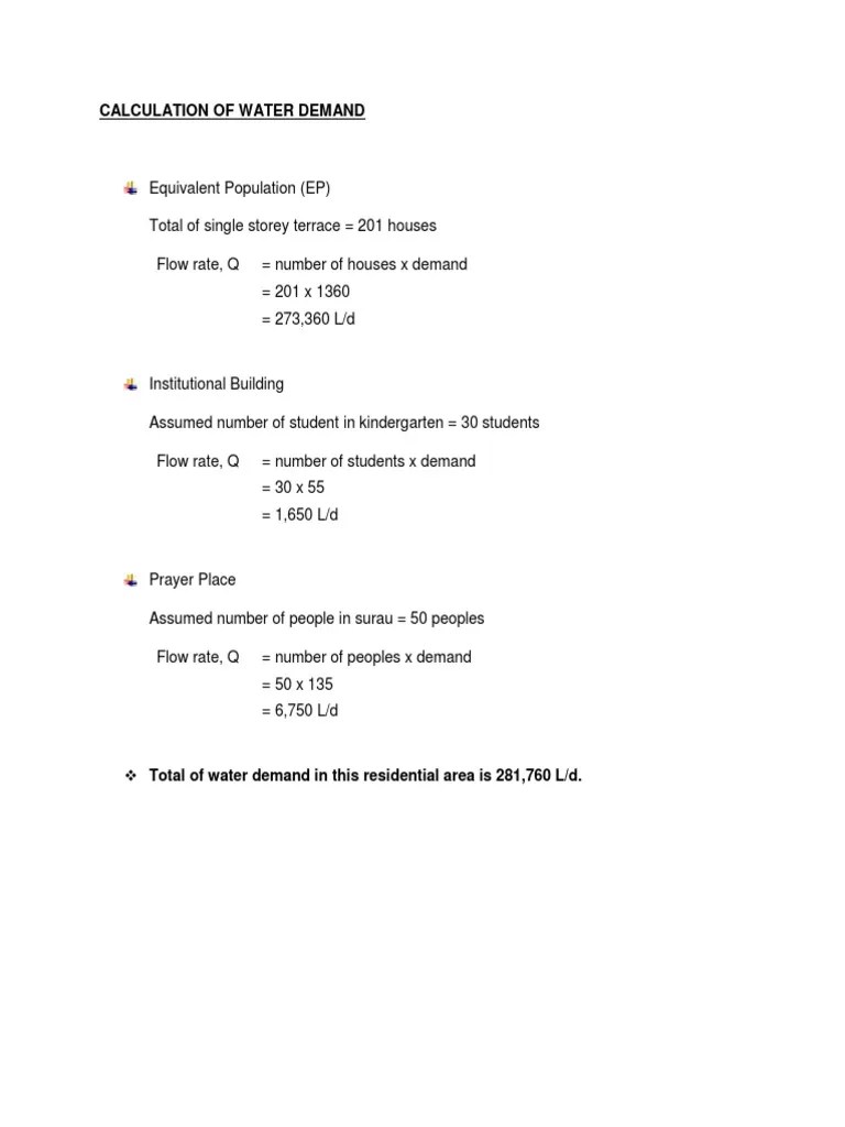 Calculation of Water Demand PDF Hydraulic Engineering Water And