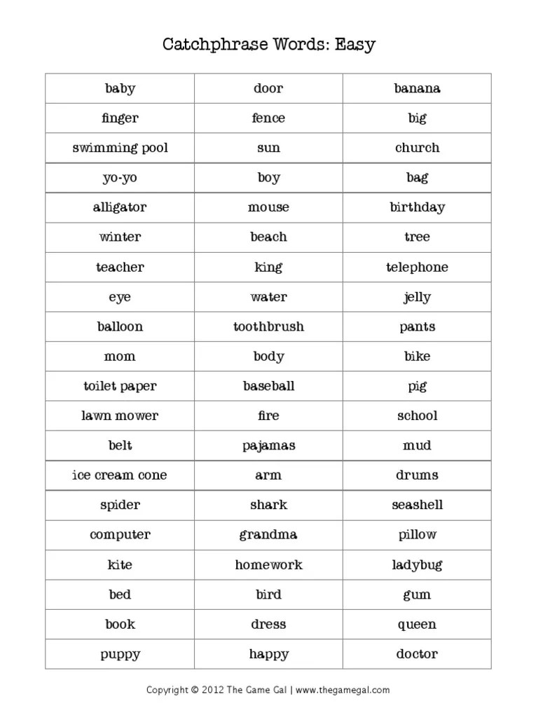Catchphrase Words Easy PDF PDF Nature