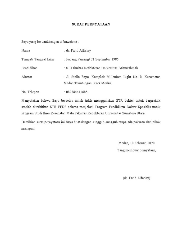 Surat Pernyataan STRP | PDF