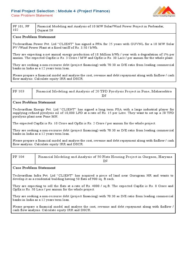 Case Problem Statement Credit Risk Project Finance
