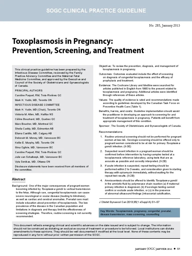 930 Toxoplasmosis in Pregnancy Guidelines 2013 PDF Fetus Pregnancy