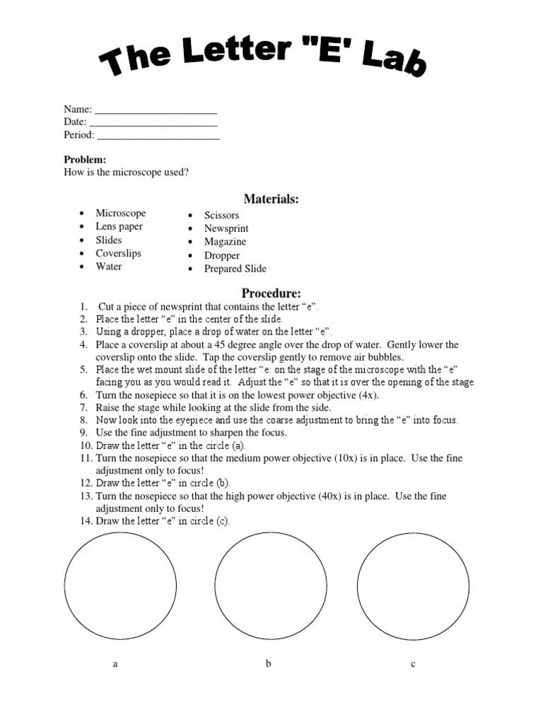 2 Microscope Letter e Lab Handout This One PDF Microscopy Glass Applications